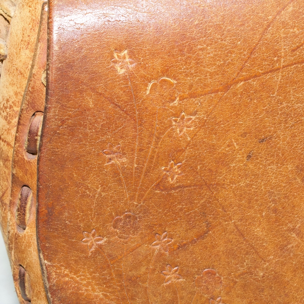 Gorgeous Vintage Hard Leather Brown Handbag Bag - Picture 7 of 8